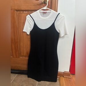 STAUD black and white mini tank dress